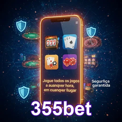 Smartphone com app 355bet aberto, mostrando acesso rápido para casino móvel